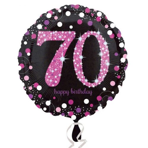 18 inch-es 70-es Happy Birthday Pink Celebration Prismatic Születésnapi Fólia Lufi