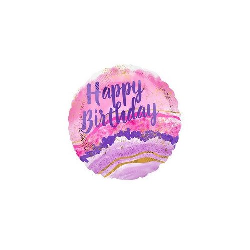 18 inch-es Birthday Watercolor Marble Szülinapi Fólia Lufi