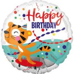 18 inch-es Happy Tiger Birthday Szülinapi Fólia Lufi