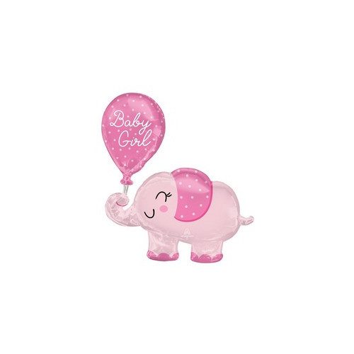 Rózsaszín  Elefánt - Baby Girl  Elephant Super Shape Fólia Lufi Babaszületésre