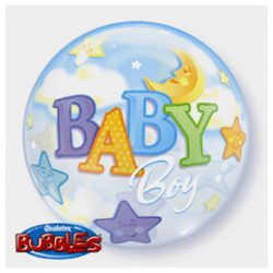   22 inch-es Baby Boy Moon és Stars Bubble Bébi Lufi Babaszületésre