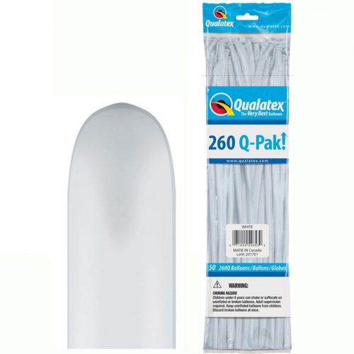 260Q White (Standard) Q-Pak Party Modellező Lufi (50 db/csomag)