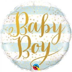   18 inch-es Baby Boy Blue Stripes Fólia Lufi Babaszületésre