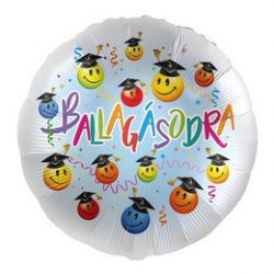   17 inch-es Ballagásodra Feliratú Smile Face Parti Fólia Lufi