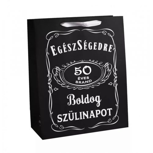 Dísztasak közép "Boldog SZÜLINAPOT" 50 ÉVES fekete