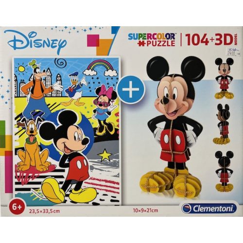 Puzzle Clementoni 104db-os+3D figura 23,5x33,5cm Mickiegér