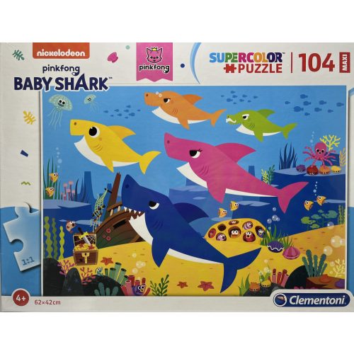 Puzzle Clementoni 104 db-os SuperColor Maxi 4+ "Baby Shark" 