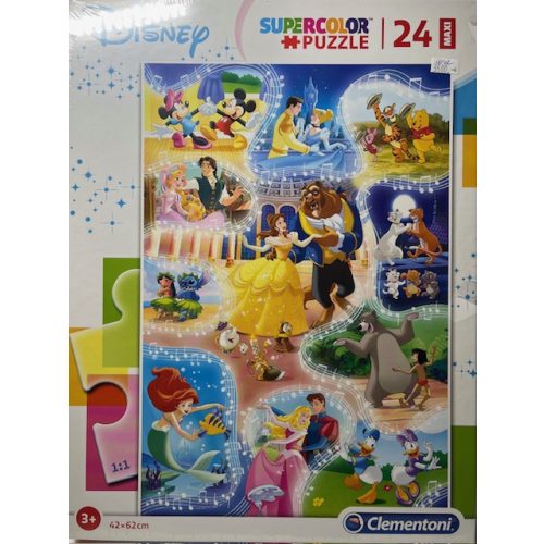 Puzzle Clementoni 24 db-os 3+ Supercolor Maxi  "Disney"