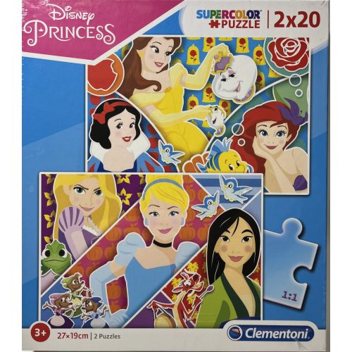 Puzzle Clementoni 2x20 db-os  27x19cm Supercolor Disney Princess