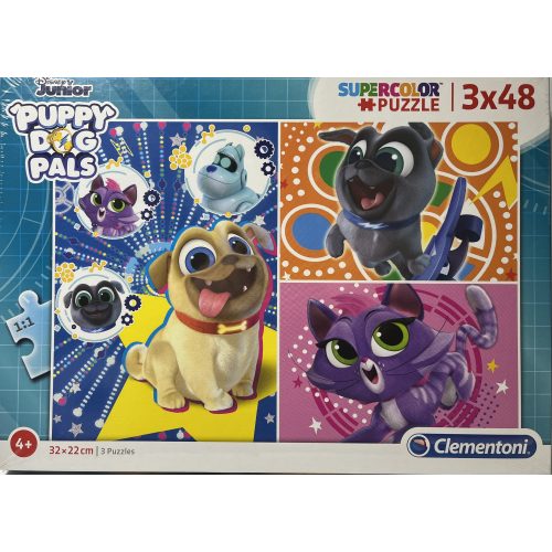 Puzzle Clementoni 3x48 db-os 4+ Supercolor Puppy dog Pals