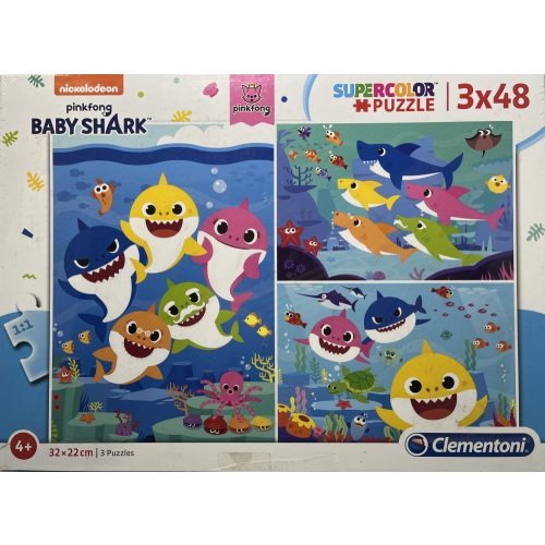 Puzzle Clementoni 3x48 db-os  4+ Supercolor, Baby Shark