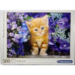   Puzzle Clementoni 500 db-os Vörös cica virág kő Ginger Kat