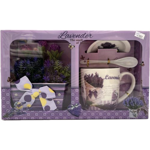  Bögre+kanál+tányér+virág porcelán "Lavender"