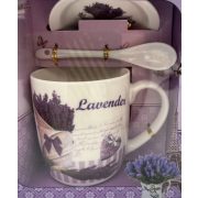  Bögre+kanál+tányér+virág porcelán "Lavender"